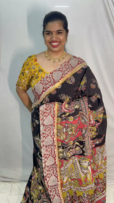 Vriksham Black Kalamkari Saree With Gatti Border-VS4389